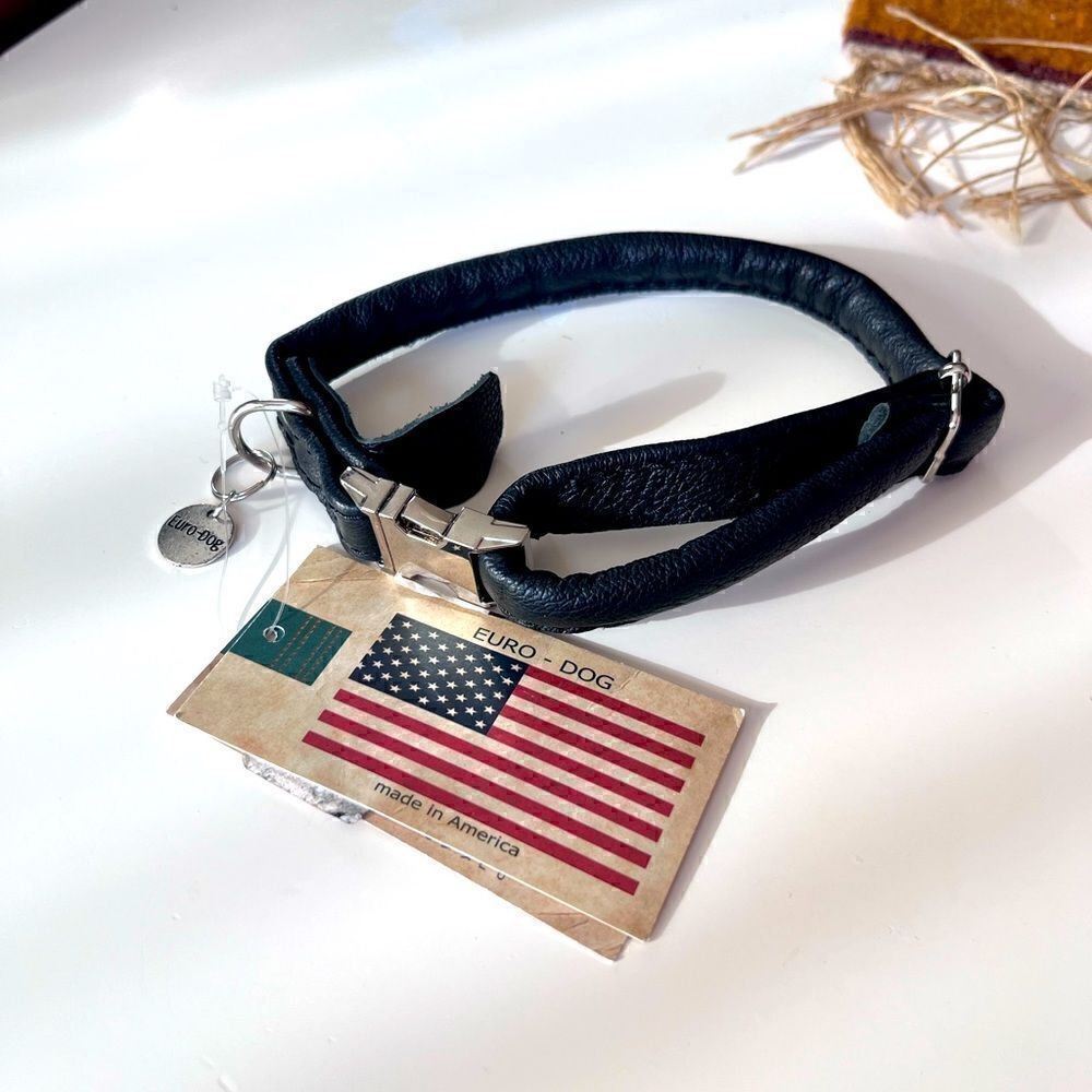 Euro Dog Tag | new with tags | black leather dog collar